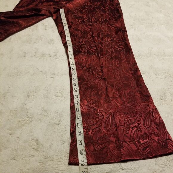 Vintage Womens Dress Pants Size 14 Burgundy Lightweight 90s Paisley Retro - Picture 9 of 12